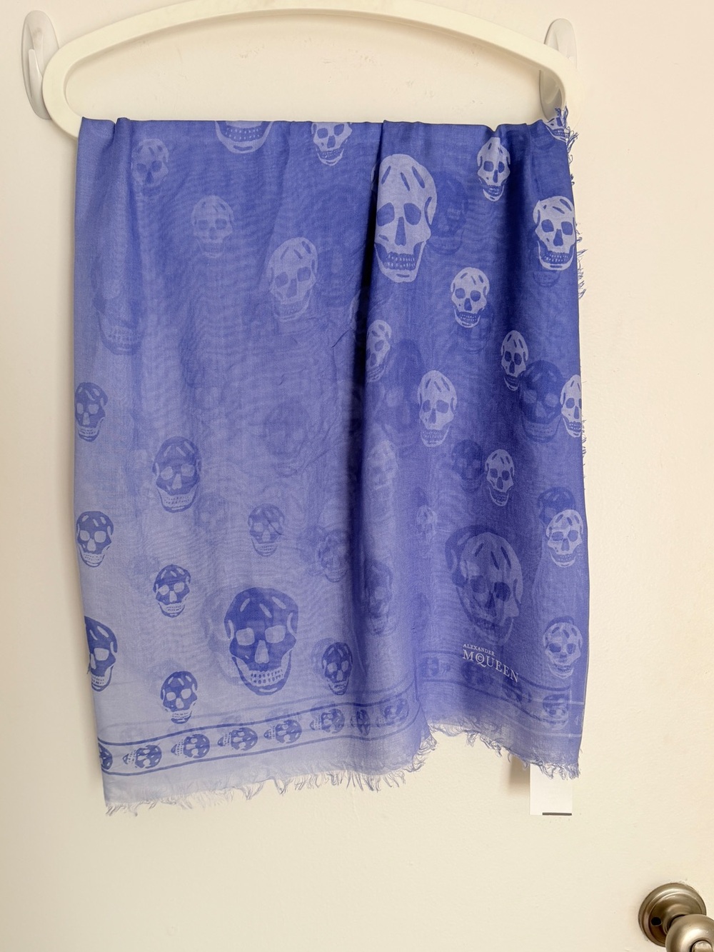 Alexander McQueen Blue  ombre Skull-Print Scarf